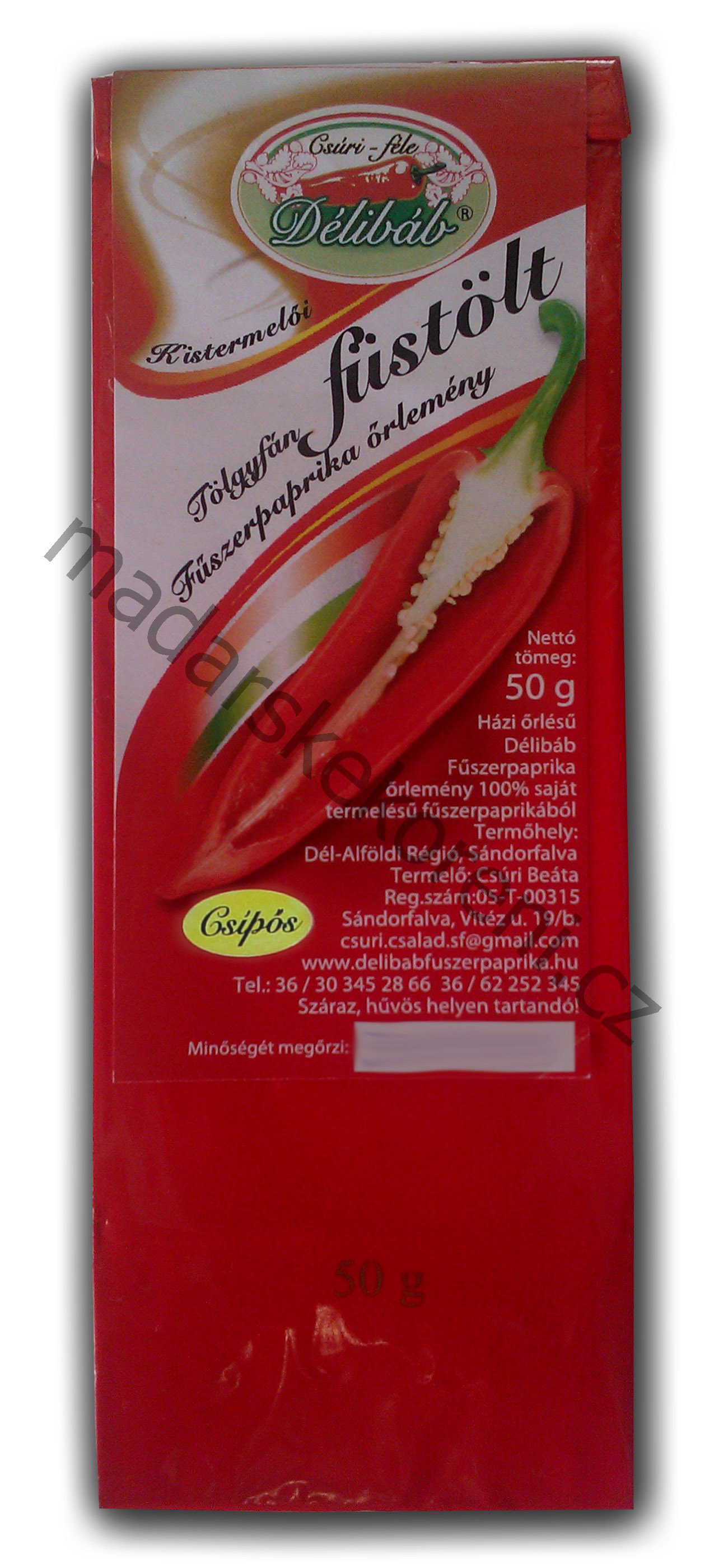 Excelent mletá uzená maďarská paprika pálivá - 50g Tölgyfán füstölt fűszerpaprika őrlemény- csípős